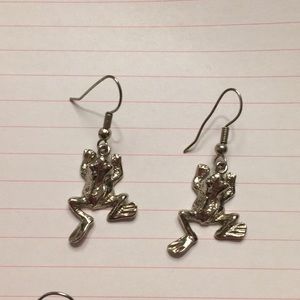 Silver frog earrings